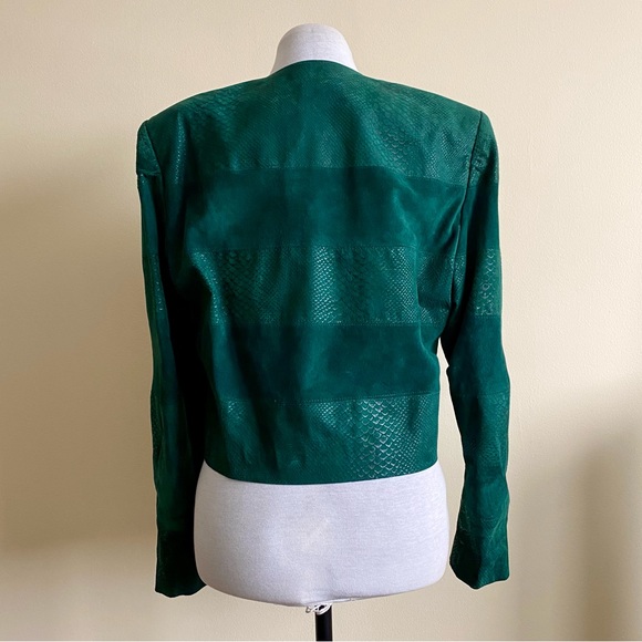 vintage 80s forest green suede jacket - Picture 12 of 15